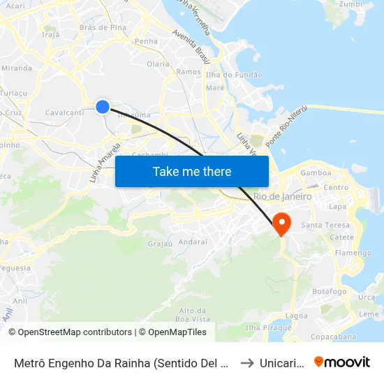 Metrô Engenho Da Rainha (Sentido Del Castilho) to Unicarioca map