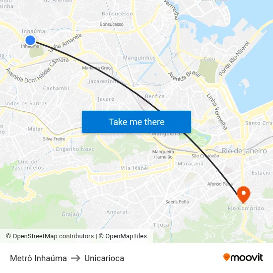 Metrô Inhaúma to Unicarioca map