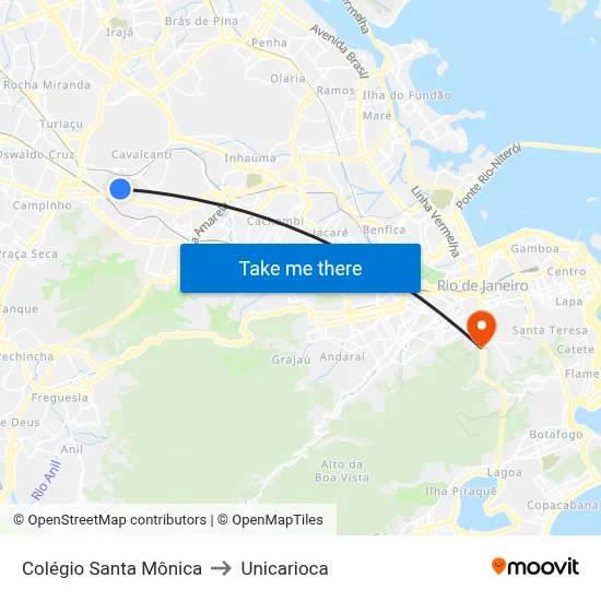 Colégio Santa Mônica to Unicarioca map