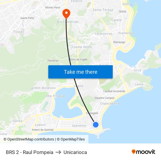 BRS 2 - Raul Pompeia to Unicarioca map
