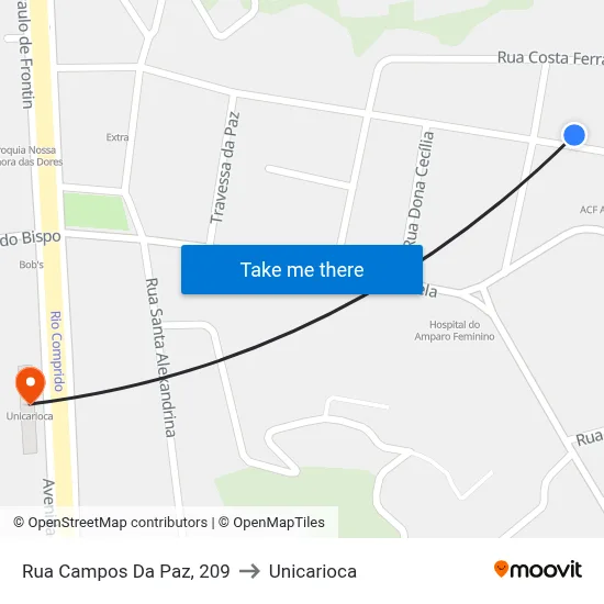Rua Campos Da Paz, 209 to Unicarioca map