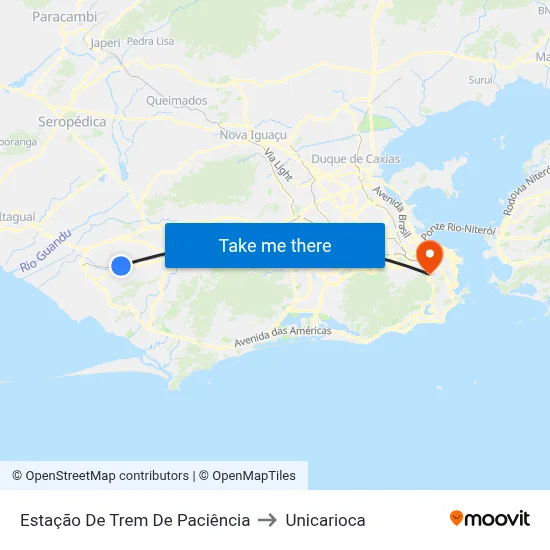 Estação De Trem De Paciência to Unicarioca map