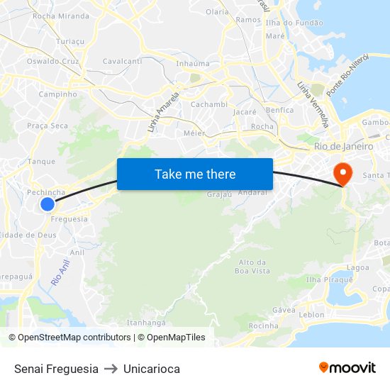 Senai Freguesia to Unicarioca map