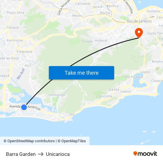 Barra Garden to Unicarioca map