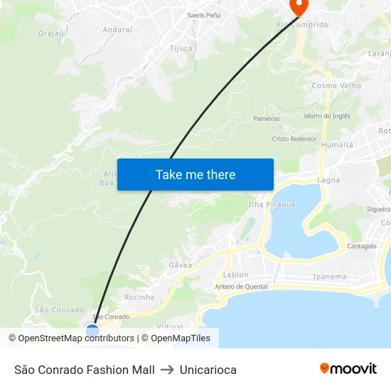 São Conrado Fashion Mall to Unicarioca map