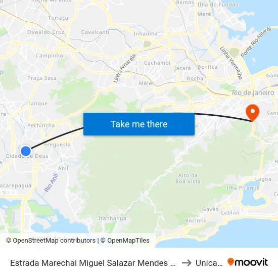 Estrada Marechal Miguel Salazar Mendes De Moraes, 1313-1343 to Unicarioca map