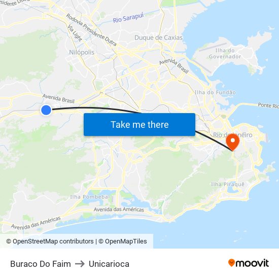 Buraco Do Faim to Unicarioca map