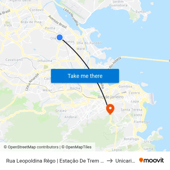 Rua Leopoldina Rêgo | Estação De Trem De Olaria to Unicarioca map