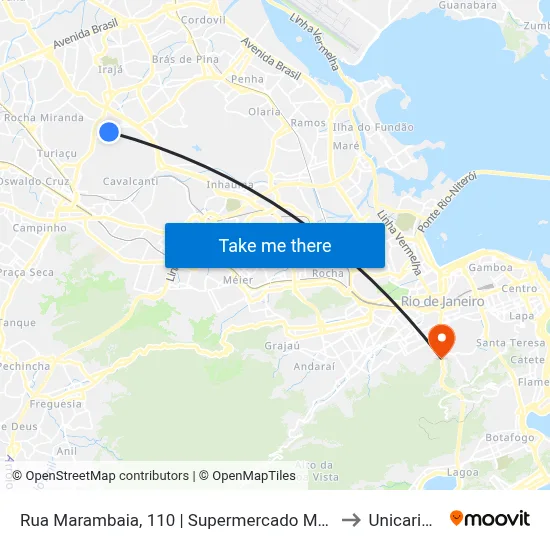 Rua Marambaia, 110 | Supermercado Mundial to Unicarioca map