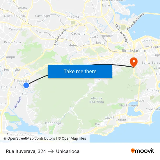 Rua Ituverava, 324 to Unicarioca map
