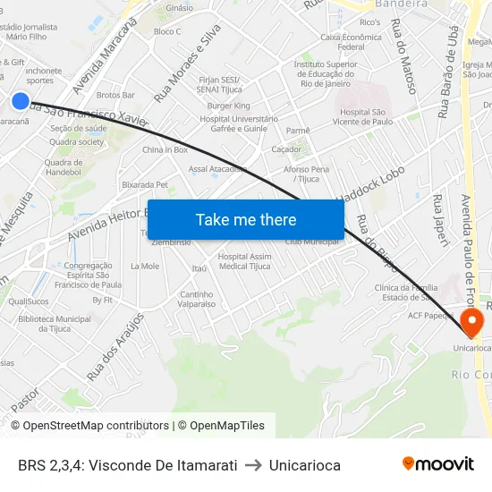 BRS 2,3,4: Visconde De Itamarati to Unicarioca map