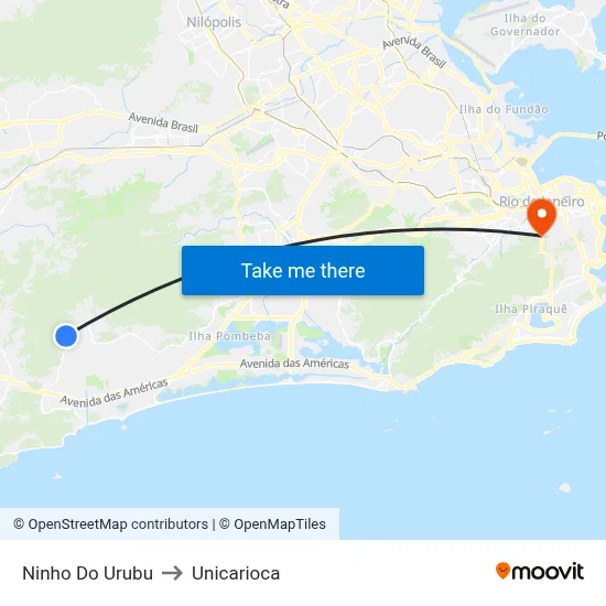 Ninho Do Urubu to Unicarioca map