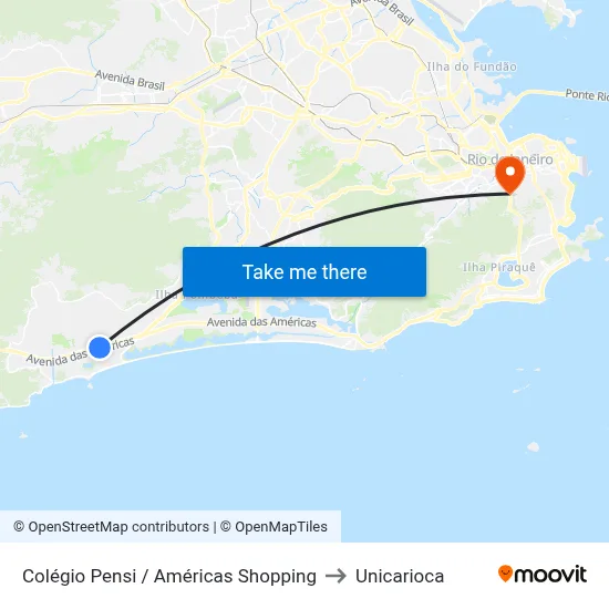 Colégio Pensi / Américas Shopping to Unicarioca map