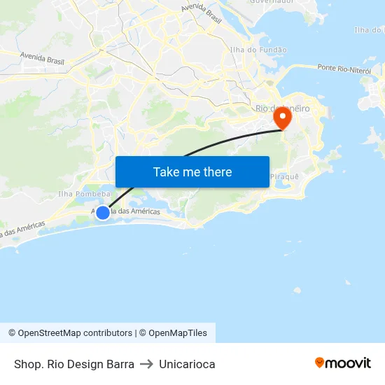 Shop. Rio Design Barra to Unicarioca map