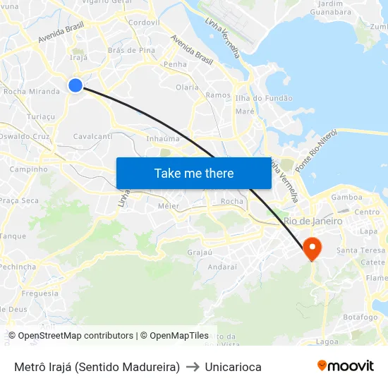 Metrô Irajá (Sentido Madureira) to Unicarioca map