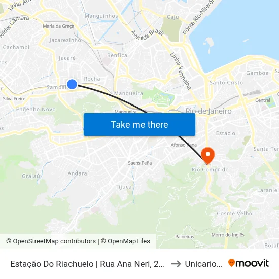 Estação Do Riachuelo | Rua Ana Neri, 2066 to Unicarioca map