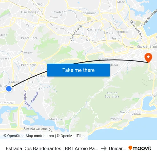 Estrada Dos Bandeirantes | BRT Arroio Pavuna | Atacadão to Unicarioca map