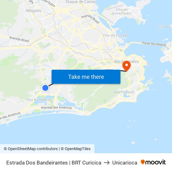 Estrada Dos Bandeirantes | BRT Curicica to Unicarioca map