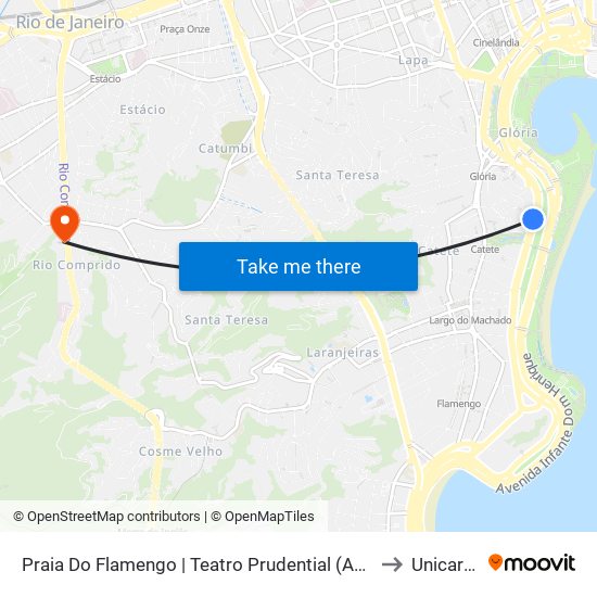 Praia Do Flamengo | Teatro Prudential (Adolpho Bloch) to Unicarioca map