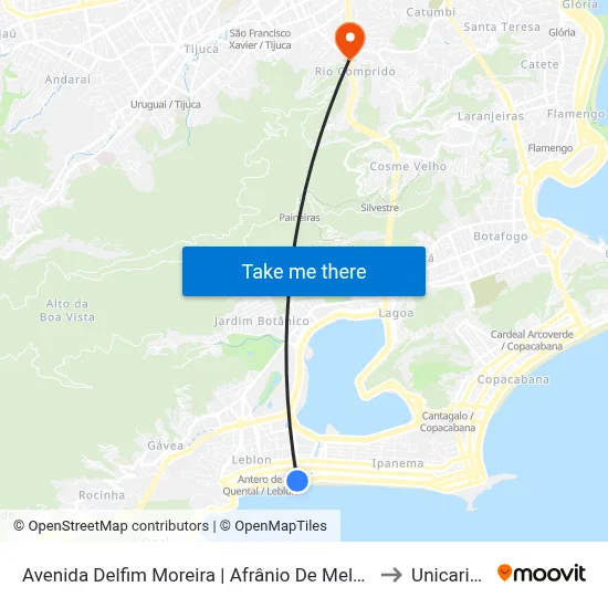 Avenida Delfim Moreira | Afrânio De Melo Franco to Unicarioca map