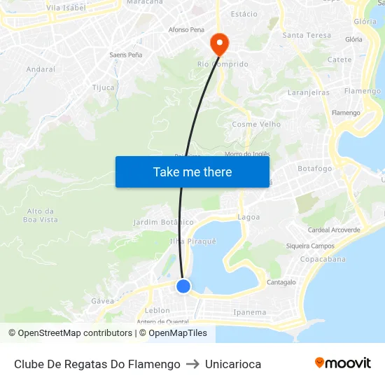 Clube De Regatas Do Flamengo to Unicarioca map