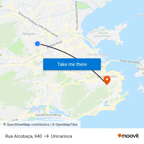 Rua Alcobaça, 940 to Unicarioca map