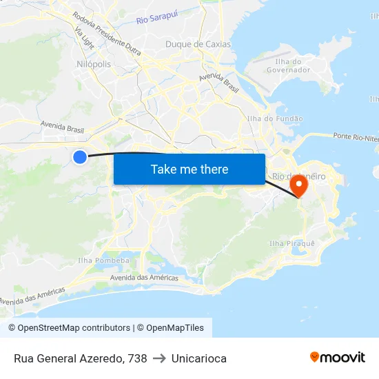 Rua General Azeredo, 738 to Unicarioca map