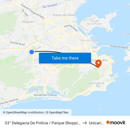 33° Delegacia De Polícia / Parque Shopping Sulacap to Unicarioca map