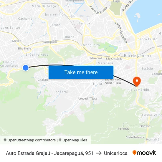 Auto Estrada Grajaú - Jacarepaguá, 951 to Unicarioca map
