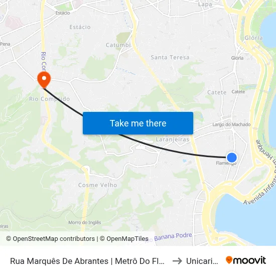 Rua Marquês De Abrantes | Metrô Do Flamengo to Unicarioca map