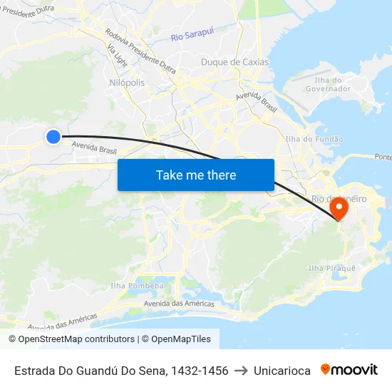Estrada Do Guandú Do Sena, 1432-1456 to Unicarioca map