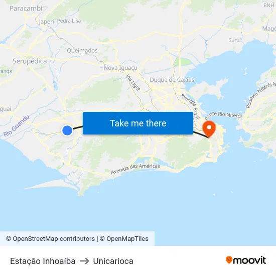 Rua Campo Grande | Estação De Inhoaíba to Unicarioca map