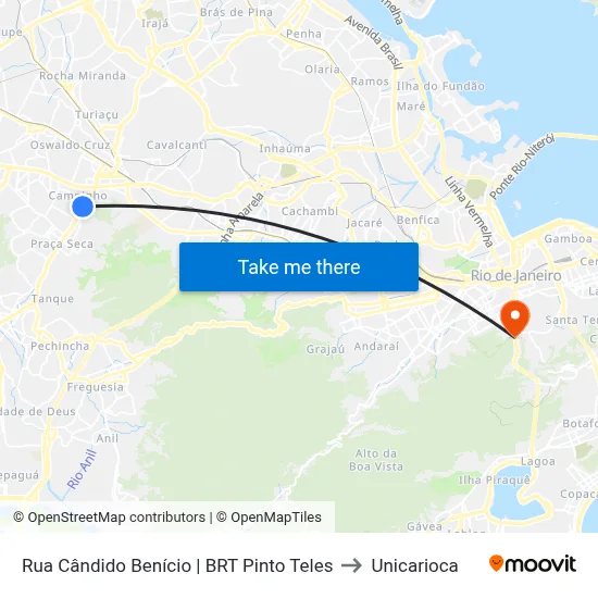 Rua Cândido Benício | BRT Pinto Teles to Unicarioca map
