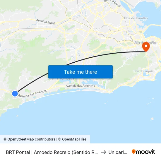 BRT Pontal | Amoedo Recreio (Sentido Recreio) to Unicarioca map