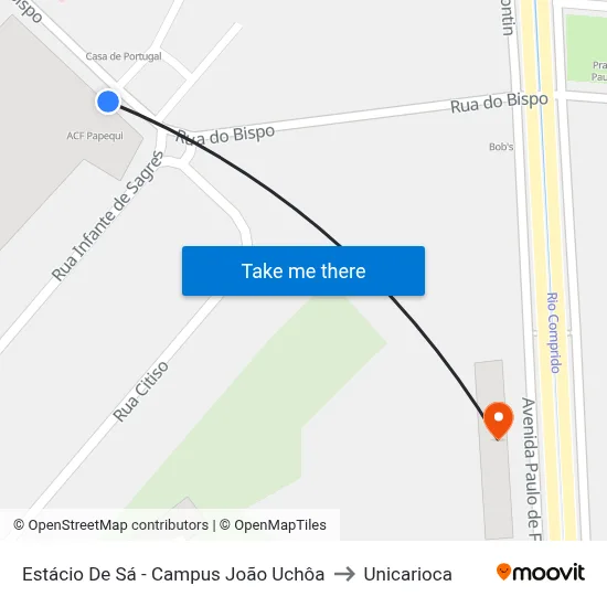 Estácio De Sá - Campus João Uchôa to Unicarioca map