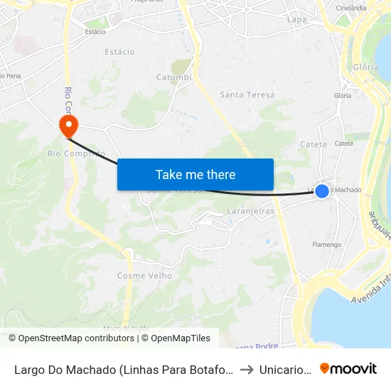 Largo Do Machado (Linhas Para Botafogo) to Unicarioca map
