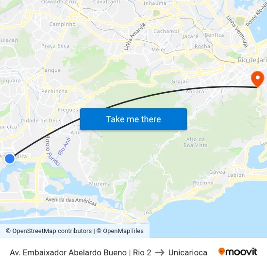 Av. Embaixador Abelardo Bueno | Rio 2 to Unicarioca map