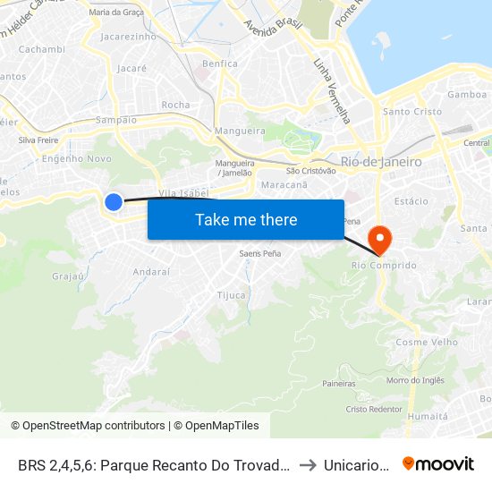 BRS 2,4,5,6: Parque Recanto Do Trovador to Unicarioca map