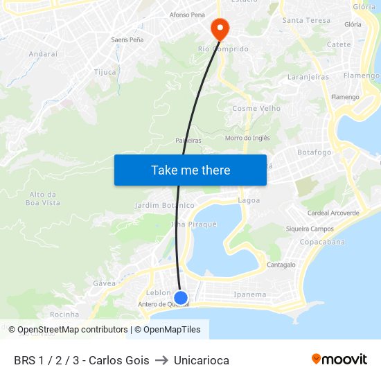 BRS 1 / 2 / 3 - Carlos Gois to Unicarioca map