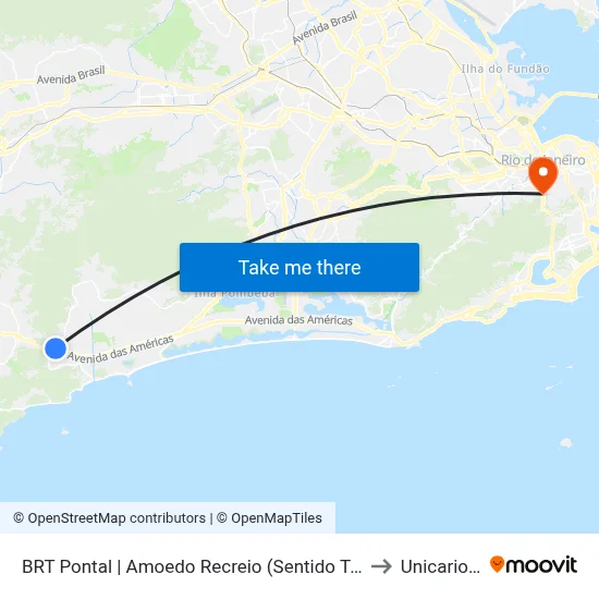 BRT Pontal | Amoedo Recreio (Sentido Túnel) to Unicarioca map