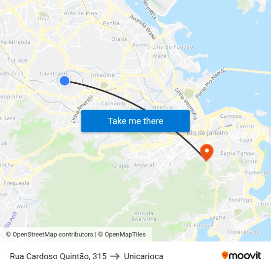 Rua Cardoso Quintão, 315 to Unicarioca map
