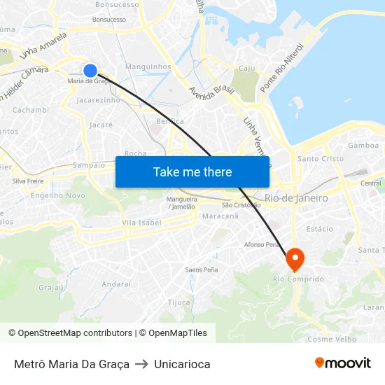 Metrô Maria Da Graça to Unicarioca map