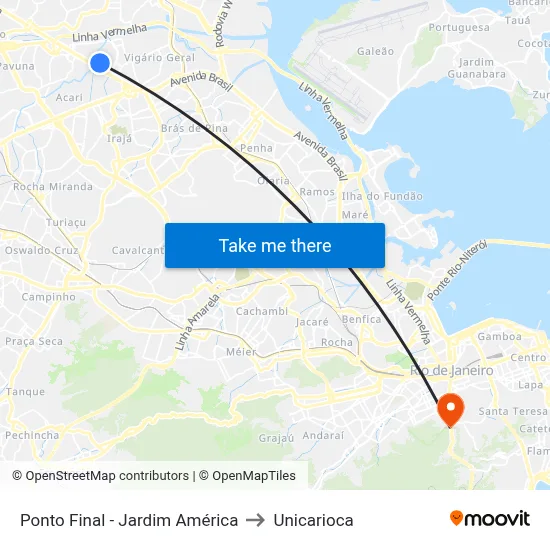 Ponto Final - Jardim América to Unicarioca map