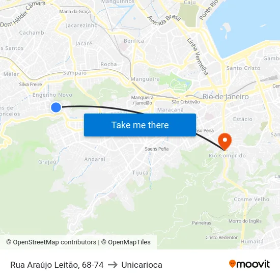 Rua Araújo Leitão, 68-74 to Unicarioca map