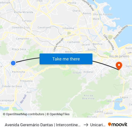 Avenida Geremário Dantas | Intercontinental Tanque to Unicarioca map