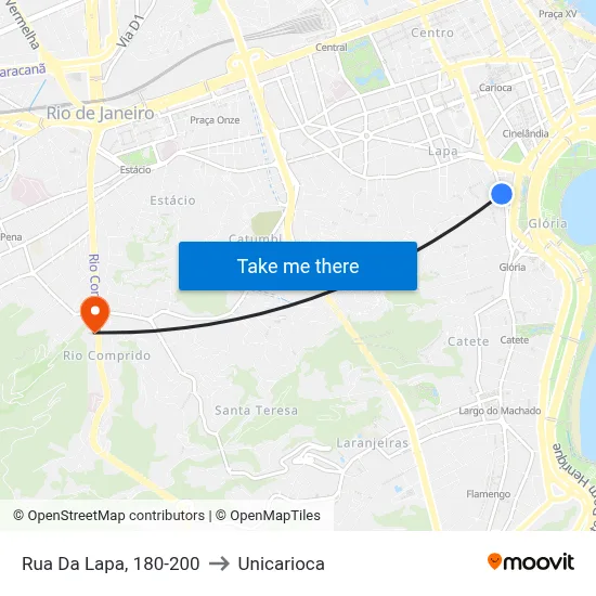 Rua Da Lapa, 180-200 to Unicarioca map