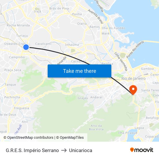 G.R.E.S. Império Serrano to Unicarioca map