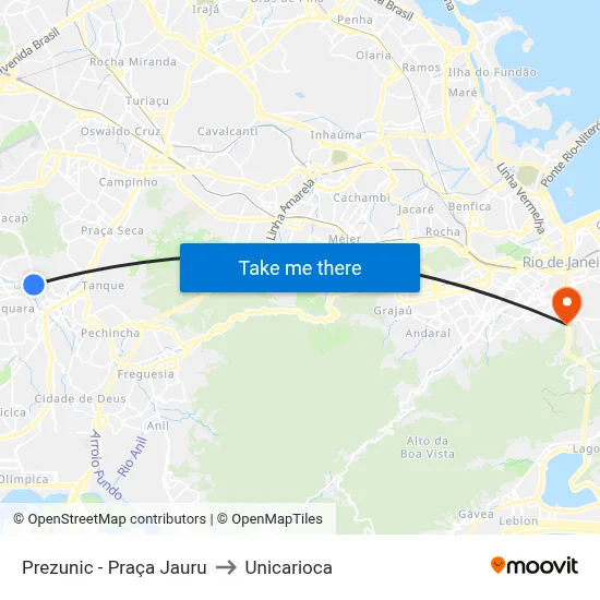 Prezunic - Praça Jauru to Unicarioca map