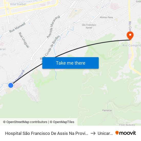 Hospital São Francisco De Assis Na Providência De Deus to Unicarioca map