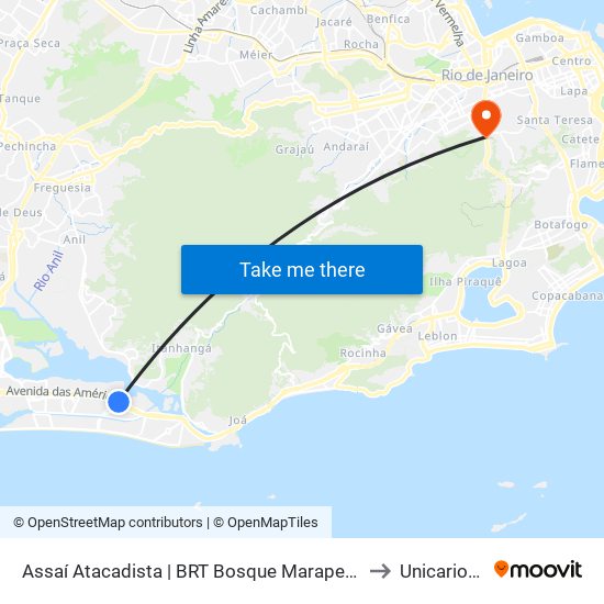 Assaí Atacadista | BRT Bosque Marapendi to Unicarioca map